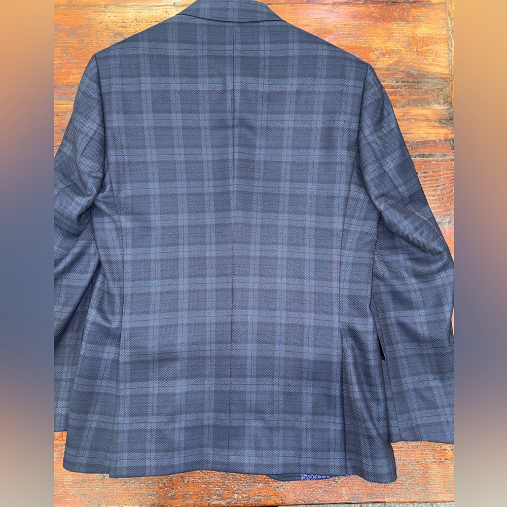 Ted Baker Navy Plaid Men's Blazer - Picture 4 of 4